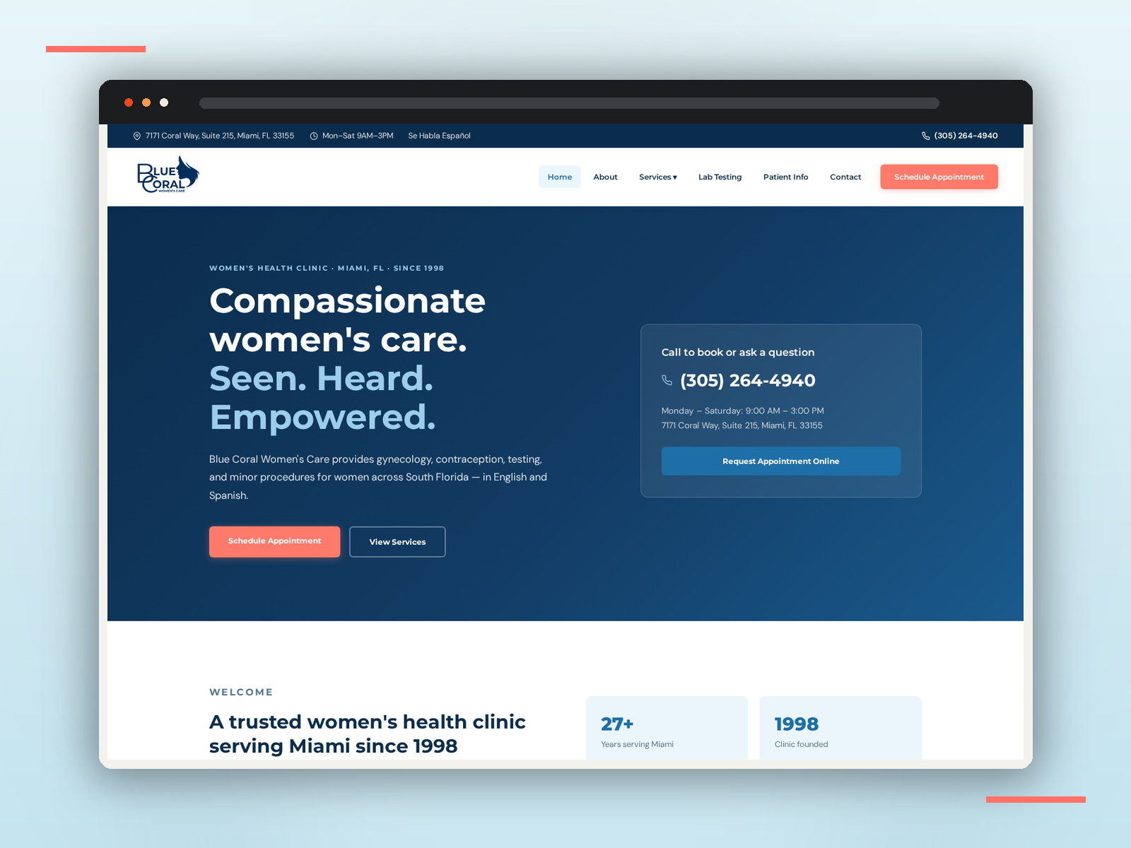 Blue Coral Women's Care brand application 2